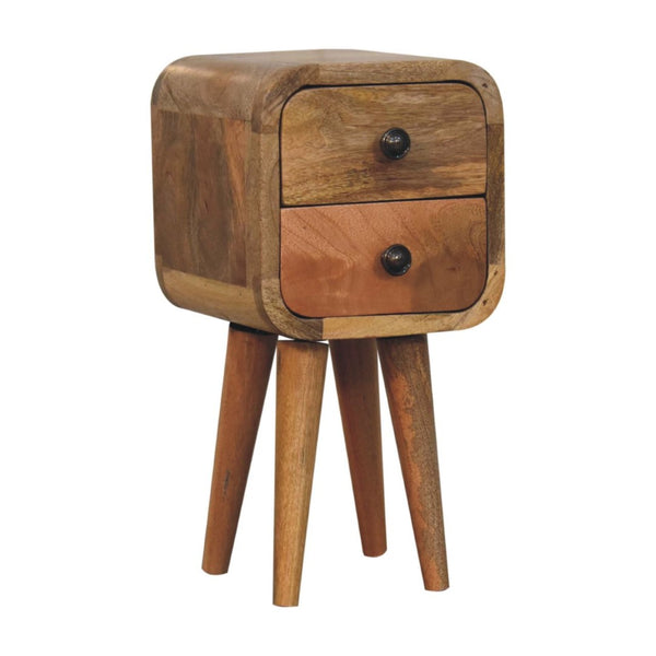 HomeRoots 16" Rustic Oak Solid Wood Nightstand with Two Drawers - Stylish Compact Storage for Any Room 651504