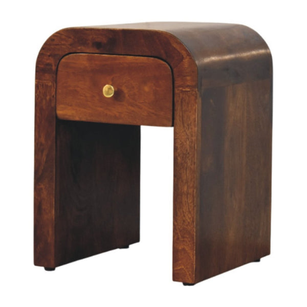 HomeRoots 16" Brown Solid Wood Nightstand with Hidden Drawer - Versatile Modern Table for Bedroom & Living Room 651506
