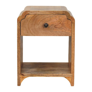 HomeRoots 16" Oak Solid Wood Nightstand with Scalloped Edge - Rustic Charm, Multi-Purpose Storage & Style! 651507