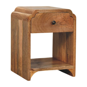 HomeRoots 16" Oak Solid Wood Nightstand with Scalloped Edge - Rustic Charm, Multi-Purpose Storage & Style! 651507
