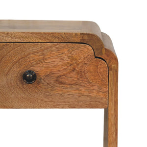 HomeRoots 16" Oak Solid Wood Nightstand with Scalloped Edge - Rustic Charm, Multi-Purpose Storage & Style! 651507