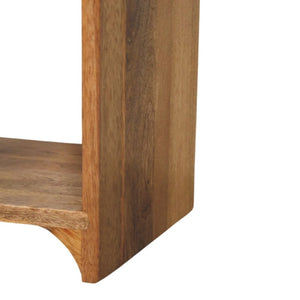 HomeRoots 16" Oak Solid Wood Nightstand with Scalloped Edge - Rustic Charm, Multi-Purpose Storage & Style! 651507