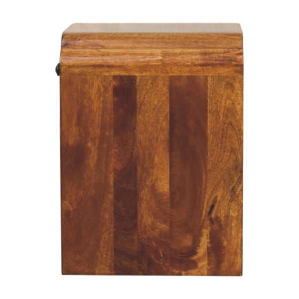 HomeRoots 16" Handcrafted Chestnut Mango Wood Nightstand with Scalloped Edge and Storage Shelf for Versatility 651508