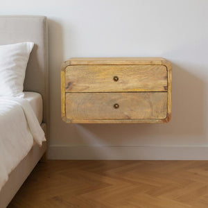 HomeRoots 18" Handcrafted Oak Floating Nightstand with Two Drawers - Rustic Vintage Design for Any Space 651509