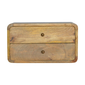 HomeRoots 18" Handcrafted Oak Floating Nightstand with Two Drawers - Rustic Vintage Design for Any Space 651509