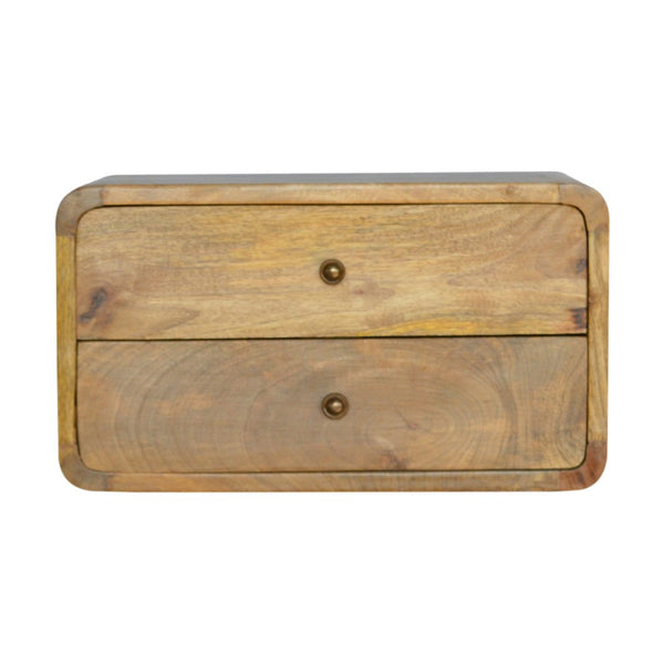 HomeRoots 18" Handcrafted Oak Floating Nightstand with Two Drawers - Rustic Vintage Design for Any Space 651509