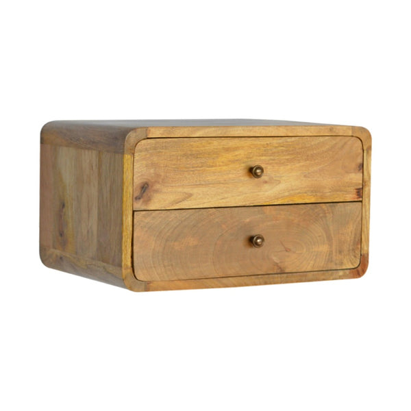 HomeRoots 18" Handcrafted Oak Floating Nightstand with Two Drawers - Rustic Vintage Design for Any Space 651509