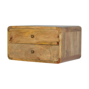 HomeRoots 18" Handcrafted Oak Floating Nightstand with Two Drawers - Rustic Vintage Design for Any Space 651509