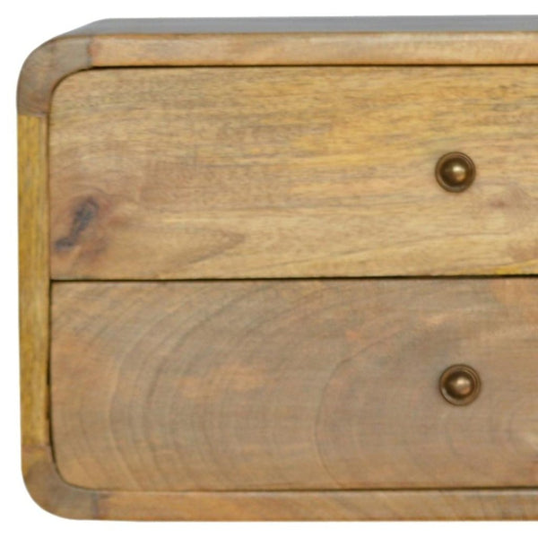 HomeRoots 18" Handcrafted Oak Floating Nightstand with Two Drawers - Rustic Vintage Design for Any Space 651509