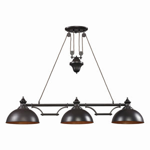 Farmhouse 56'' Wide 3-Light Linear Chandelier - Oiled Bronze 65151-3 Elk Lighting