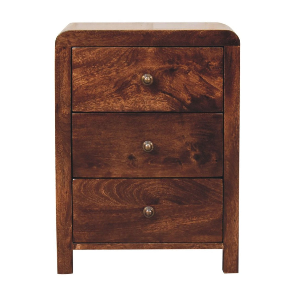 HomeRoots 24" Elegant Walnut Solid Wood Nightstand with 3 Drawers - Stylish Storage for Any Space! 651512