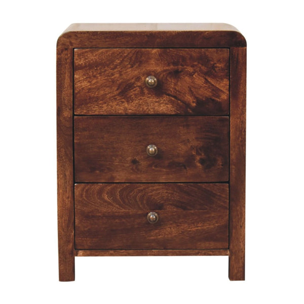 HomeRoots 24" Elegant Walnut Solid Wood Nightstand with 3 Drawers - Stylish Storage for Any Space! 651512