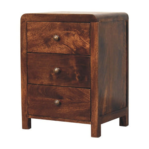 HomeRoots 24" Elegant Walnut Solid Wood Nightstand with 3 Drawers - Stylish Storage for Any Space! 651512
