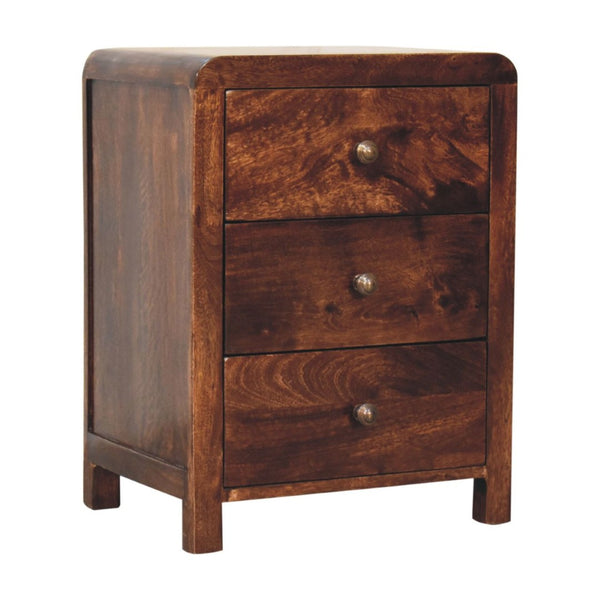 HomeRoots 24" Elegant Walnut Solid Wood Nightstand with 3 Drawers - Stylish Storage for Any Space! 651512