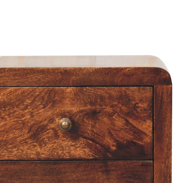 HomeRoots 24" Elegant Walnut Solid Wood Nightstand with 3 Drawers - Stylish Storage for Any Space! 651512