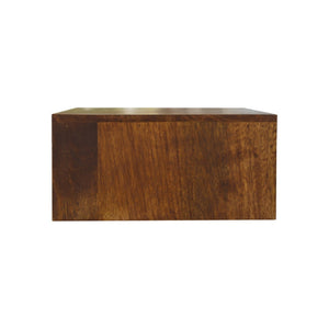 HomeRoots 18" Brown Solid Wood Floating Nightstand with Brass Geometric Inlay & Hidden Drawer - Modern Chic 651513