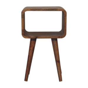 HomeRoots 20" Oak Solid Wood Nightstand - Handcrafted Mango Wood with Open Shelf for Bedroom or Living Space 651514