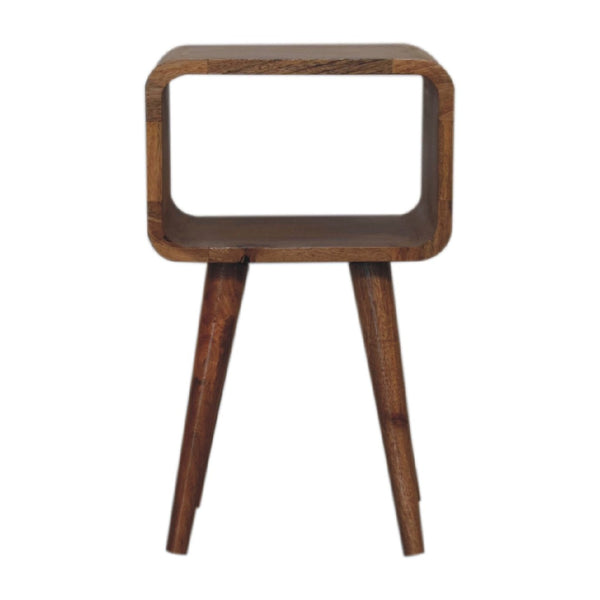 HomeRoots 20" Oak Solid Wood Nightstand - Handcrafted Mango Wood with Open Shelf for Bedroom or Living Space 651514