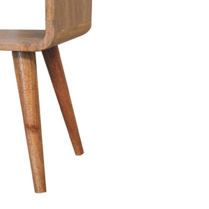 HomeRoots 20" Oak Solid Wood Nightstand - Handcrafted Mango Wood with Open Shelf for Bedroom or Living Space 651514