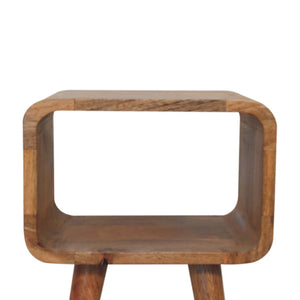 HomeRoots 20" Oak Solid Wood Nightstand - Handcrafted Mango Wood with Open Shelf for Bedroom or Living Space 651514