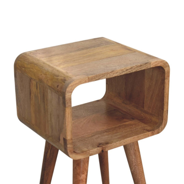 HomeRoots 20" Oak Solid Wood Nightstand - Handcrafted Mango Wood with Open Shelf for Bedroom or Living Space 651514