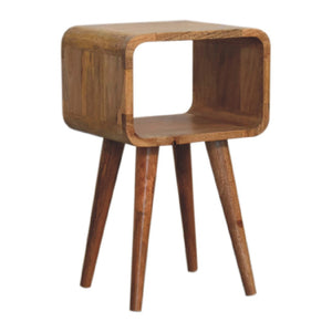 HomeRoots 20" Oak Solid Wood Nightstand - Handcrafted Mango Wood with Open Shelf for Bedroom or Living Space 651514