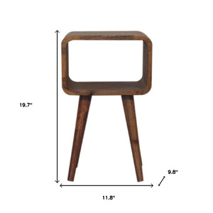 HomeRoots 20" Oak Solid Wood Nightstand - Handcrafted Mango Wood with Open Shelf for Bedroom or Living Space 651514