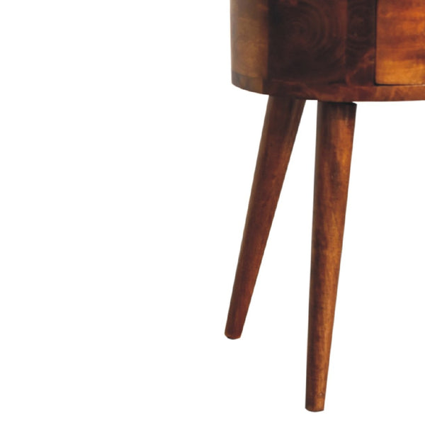 HomeRoots 20" Brown Solid Wood Oval Nightstand with Distressed Finish - Vintage Charm & Practical Storage Solutions 651515