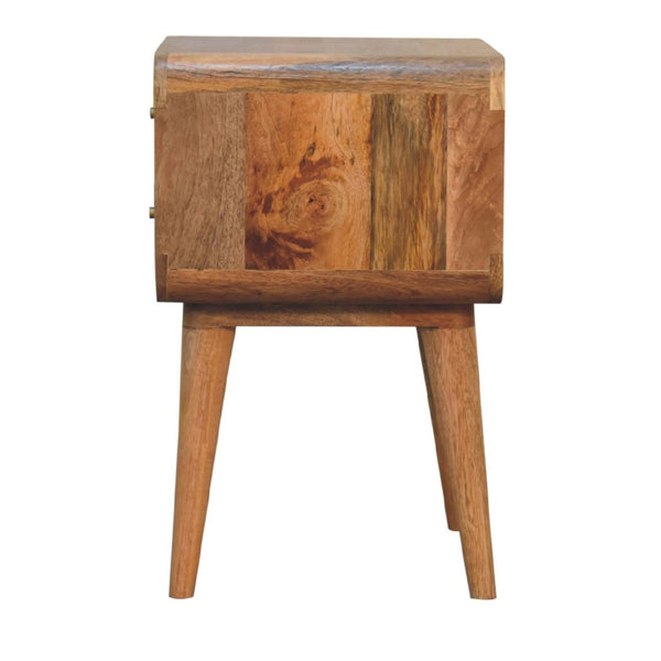 HomeRoots 22" Handcrafted Solid Mango Wood Nightstand with Cane Rattan Drawers – Rustic Storage Solution 651516