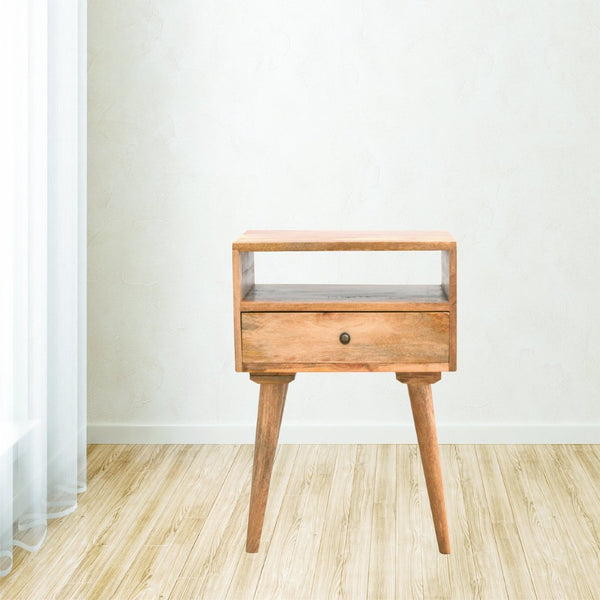 HomeRoots 23" Natural Solid Wood Nightstand with Drawer & Open Shelf - Stylish, Versatile Storage Solution for Any Room 651518