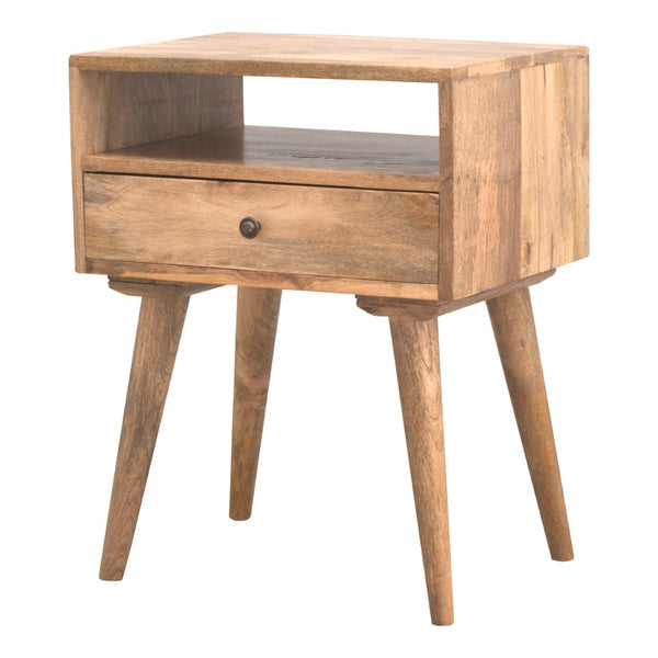 HomeRoots 23" Natural Solid Wood Nightstand with Drawer & Open Shelf - Stylish, Versatile Storage Solution for Any Room 651518
