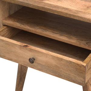 HomeRoots 23" Natural Solid Wood Nightstand with Drawer & Open Shelf - Stylish, Versatile Storage Solution for Any Room 651518