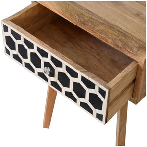 HomeRoots 22" Handcrafted Solid Wood Nightstand with Geometric Bone Inlay – Stylish Storage for Any Space 651519