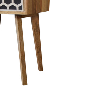 HomeRoots 22" Handcrafted Solid Wood Nightstand with Geometric Bone Inlay – Stylish Storage for Any Space 651519
