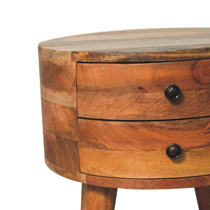 HomeRoots 20" Solid Wood Round Nightstand - Rustic Two-Drawer Table for Bedroom, Office, or Living Spaces 651520