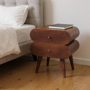 HomeRoots 20" Chestnut Solid Wood Nightstand with Two Drawers – Modern Design, Durable Mango Wood Craftsmanship 651521