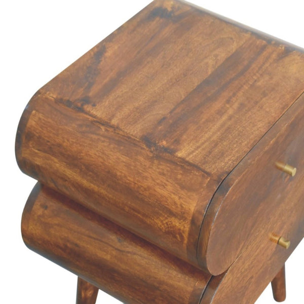 HomeRoots 20" Chestnut Solid Wood Nightstand with Two Drawers – Modern Design, Durable Mango Wood Craftsmanship 651521