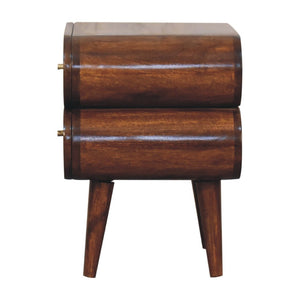 HomeRoots 20" Chestnut Solid Wood Nightstand with Two Drawers – Modern Design, Durable Mango Wood Craftsmanship 651521