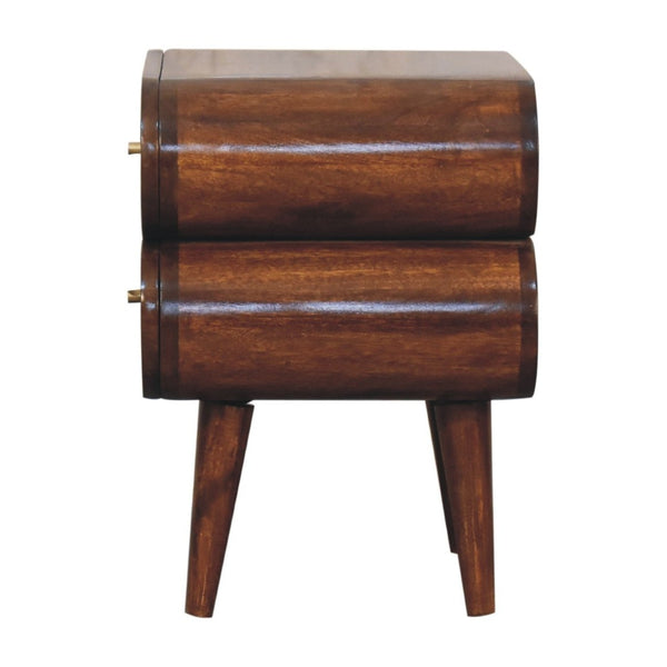 HomeRoots 20" Chestnut Solid Wood Nightstand with Two Drawers – Modern Design, Durable Mango Wood Craftsmanship 651521