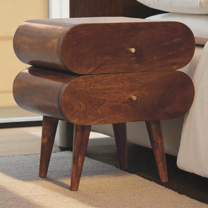 HomeRoots 20" Chestnut Solid Wood Nightstand with Two Drawers – Modern Design, Durable Mango Wood Craftsmanship 651521