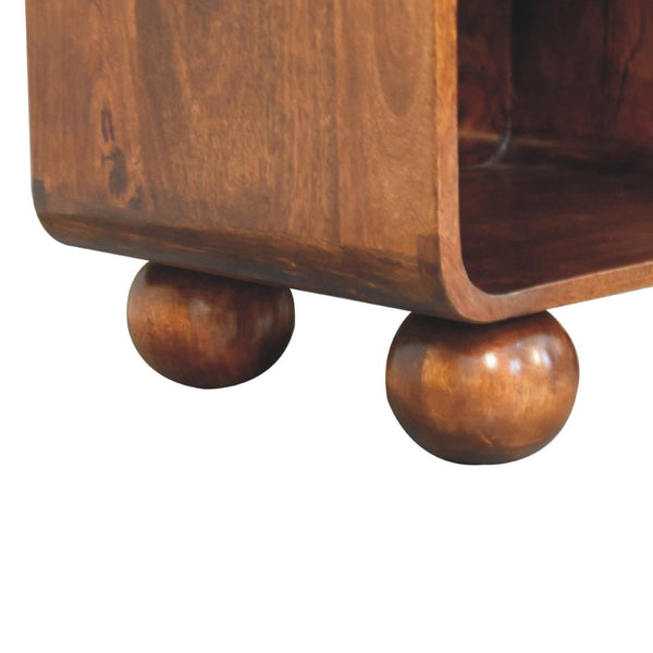 HomeRoots 21" Chestnut Solid Wood Nightstand with Cane Rattan, Handcrafted Storage for Modern Living Spaces 651522