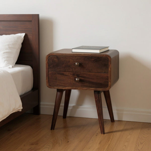 HomeRoots 22" Chestnut Solid Wood Nightstand with Two Drawers – Timeless Elegance for Bedroom or Living Room 651523