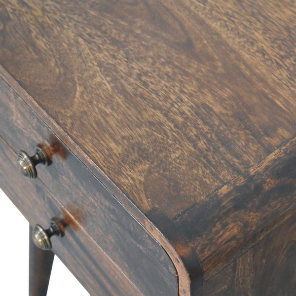 HomeRoots 22" Chestnut Solid Wood Nightstand with Two Drawers – Timeless Elegance for Bedroom or Living Room 651523