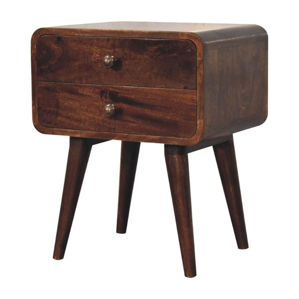 HomeRoots 22" Chestnut Solid Wood Nightstand with Two Drawers – Timeless Elegance for Bedroom or Living Room 651523