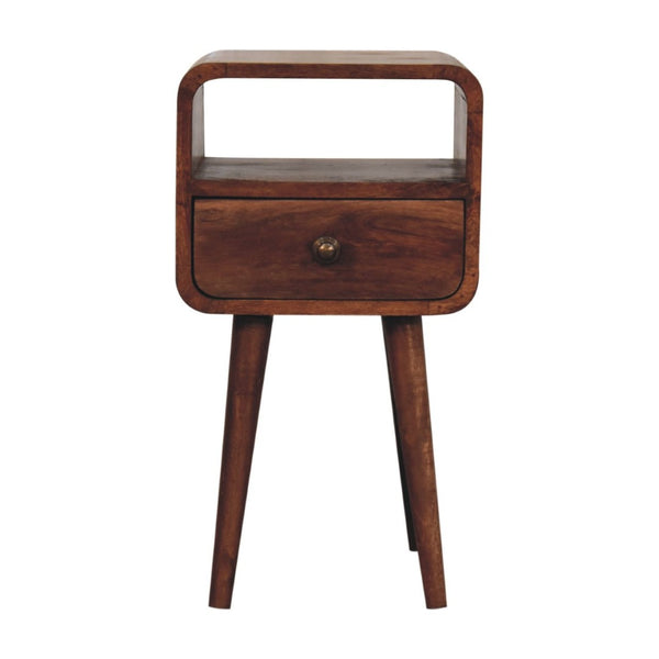 HomeRoots 22" Brown Mango Wood Nightstand - Handcrafted Bedside Table with Drawer & Open Shelf for Storage 651524