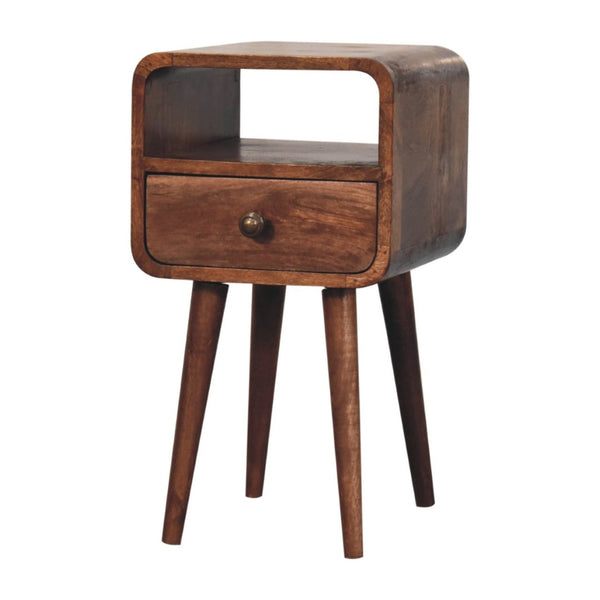 HomeRoots 22" Brown Mango Wood Nightstand - Handcrafted Bedside Table with Drawer & Open Shelf for Storage 651524
