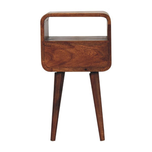 HomeRoots 22" Brown Mango Wood Nightstand - Handcrafted Bedside Table with Drawer & Open Shelf for Storage 651524