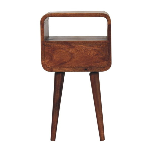 HomeRoots 22" Brown Mango Wood Nightstand - Handcrafted Bedside Table with Drawer & Open Shelf for Storage 651524