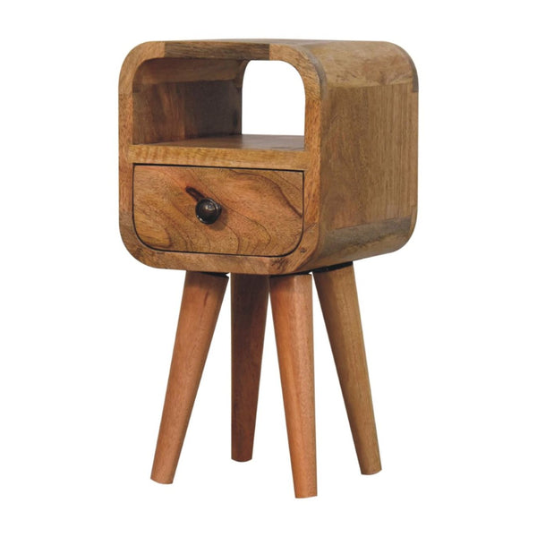 HomeRoots 16" Stylish Oak Solid Wood Nightstand with Drawer & Shelf - Handcrafted Compact Elegance for Any Room 651525