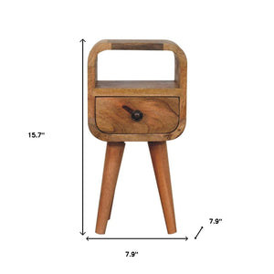 HomeRoots 16" Stylish Oak Solid Wood Nightstand with Drawer & Shelf - Handcrafted Compact Elegance for Any Room 651525